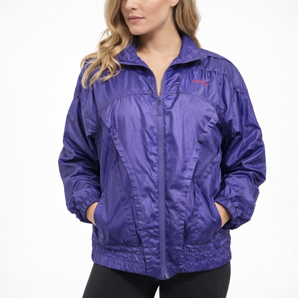 Adidas Purple Wind Breaker Athletic Purple Zip Up Jacket Size Medium